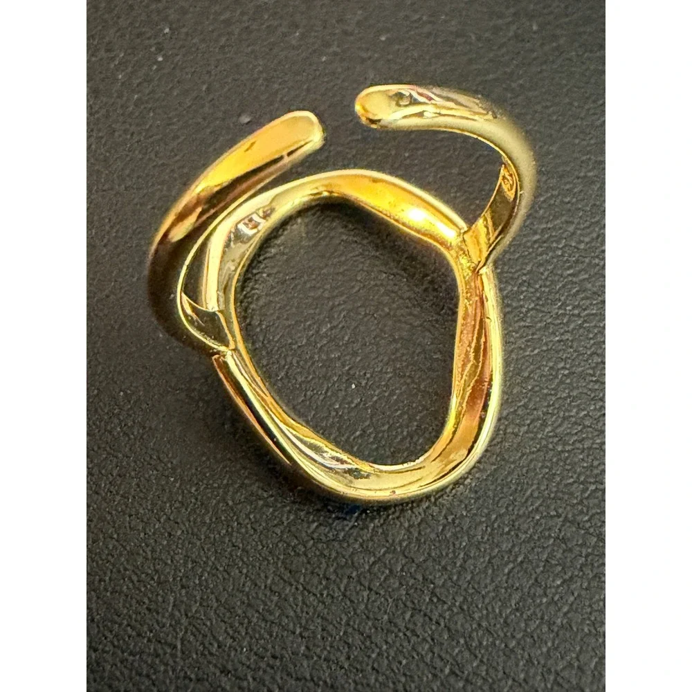 Modernist Ring Adjustable Gold Tone Size 7